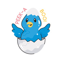 Chick doodle vector outline Sticker. EPS 10 file