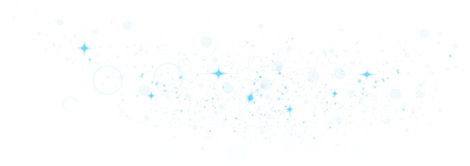 Blue shining bokeh lights with glowing particles on transparent background. PNG.