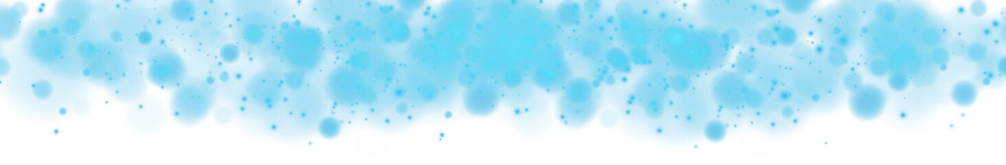 Blue shining bokeh lights with glowing particles on transparent background. PNG.