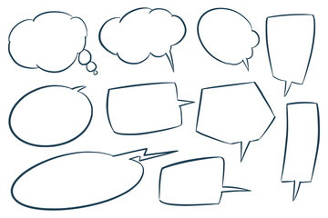 Hand drawn cartoon thinking shapes set sketch