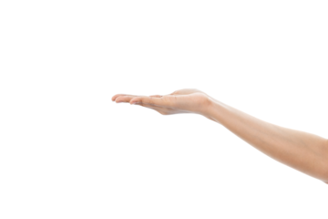 empty female woman hand holding isolated on white background with clipping path.