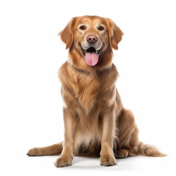Golden Retriever dog isolated in white background, ai generated