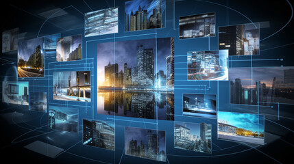 Smart city presentation virtual screen Generative AI