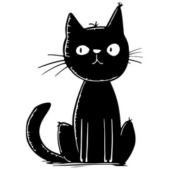 Cute cat silhouette vector illustration, International Cat Day