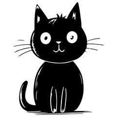 Cute cat silhouette vector illustration, International Cat Day