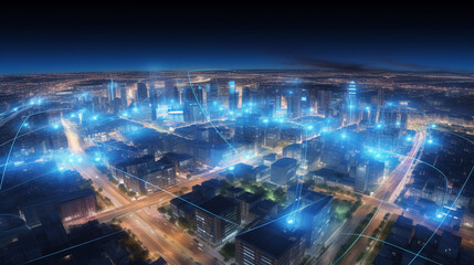 Top view smart city technology concept Generative AI