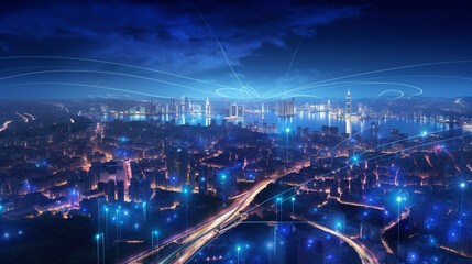 Blue IoT concept in smart city Generative AI