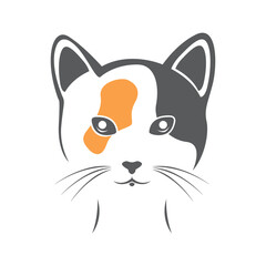 Vector illustration of cute cat face. Pet design.