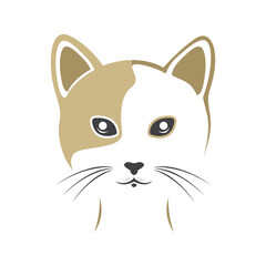 Vector illustration of cute cat face. Pet design.