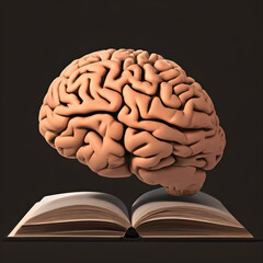 human brain with book