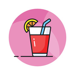 A glass of fresh drink with piece of lemon showing concept icon of summer drink