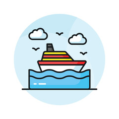 Obraz premium Motor yacht vector design, boat for sea traveling icon, luxury ship for trip or party in the ocean