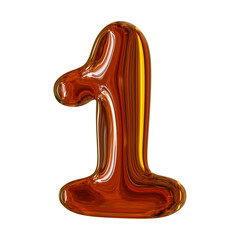 Brown wooden number 1 design in 3d rendering for math, education and business concept.