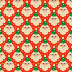 Retro Christmas pattern with Santa Claus