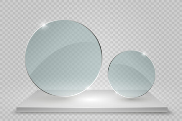 Vector glass banners on transparent background.Empty transparent glass frame. Clean vector background.	
