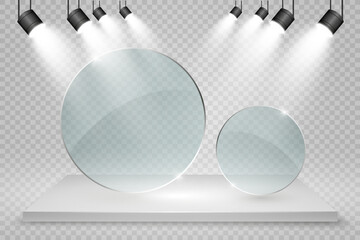 Vector glass banners on transparent background.Empty transparent glass frame. Clean vector background.	
