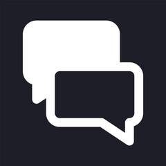 Naklejka premium Messenger white pixel perfect solid ui icon. Share information. Send file. Chat bubbles. Silhouette symbol for dark mode. Glyph pictogram on black space for web, mobile. Vector isolated image
