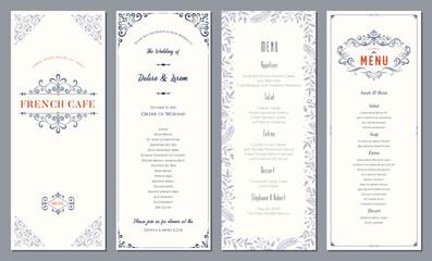 Ornate vertical classic templates. Wedding and restaurant menu. Can be used as horizontal banners, poster, greeting and business card, invitation, flyer, brochure, email header, advertising. - 610994521