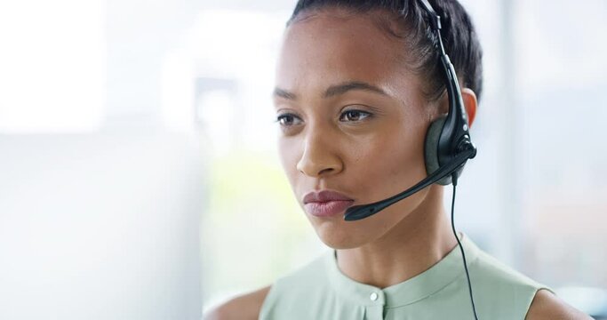 Customer support, call center and woman consulting in office for crm, about us or faq on bright background. Telemarketing, online help and lady consultant discuss legal advice, loan or virtual help