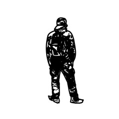 Fototapeta na wymiar Black silhouette sketch of a mountain climber with transparent background