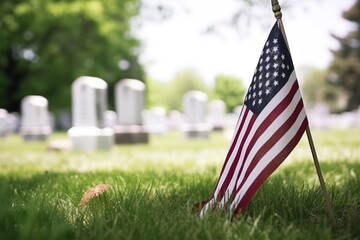 american flag on cemetery, generative ai