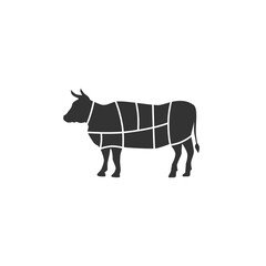 Beef butcher diagram template. Cuts of Beef. Vintage template for groceries, butcher shop, meat packaging. 