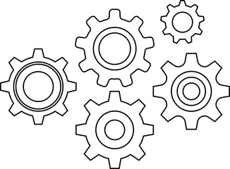 Gear icon. Connected cogs gears. Business Gear wheel isolated on white background. Vector illustration.