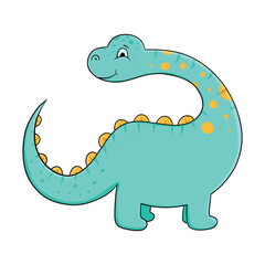 Cute Baby Dinosaur Vector With Happy Face