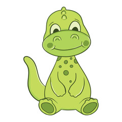 Cute Baby Dinosaur Vector With Happy Face
