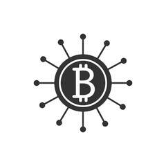 Bitcoin symbol icon, black and white design. Crypto payment. Vector
