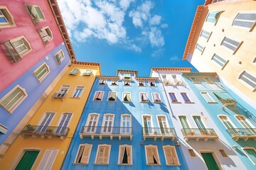 colorful houses in the old town, abstract architectural background concept, generative ai