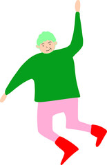 Exaggerated person witn green hair