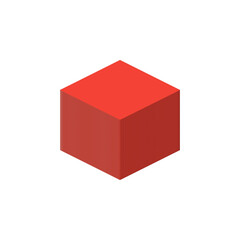 single red cube. 3d red cube. 3d object. 