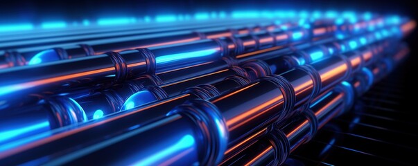 abstract Modern Looping Pipe Flow futuristic background with gold PINK blue glowing neon moving high speed wave lines and bokeh lights. Data transfer concept Fantastic,AI Generative