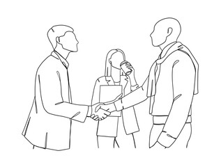 Fototapeta na wymiar Continuous one line drawing of business agreement. Vector illustration.