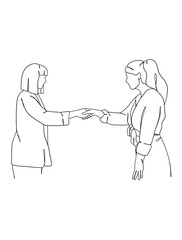 Continuous one line drawing of business agreement. Vector illustration.