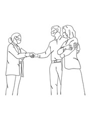 Continuous one line drawing of business agreement. Vector illustration.