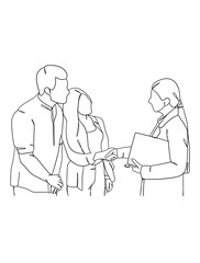 Continuous one line drawing of business agreement. Vector illustration.