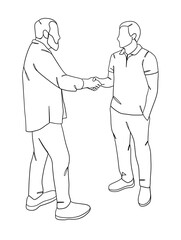 Continuous one line drawing of business agreement. Vector illustration.