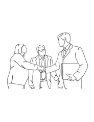 Continuous one line drawing of business agreement. Vector illustration.