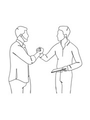 Continuous one line drawing of business agreement. Vector illustration.