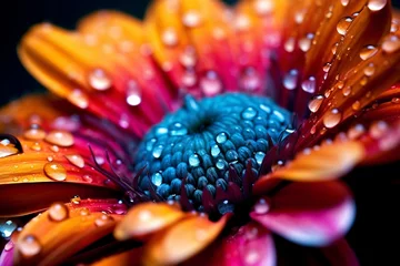 Fotobehang macro close-up photography of vibrant color flower as a creative abstract background, generative ai © Gbor
