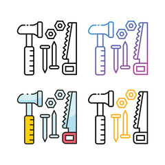 Tools Architect icon design in four variation color