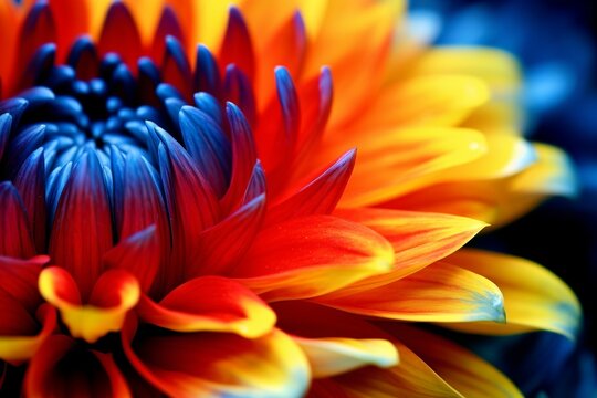 macro close-up photography of vibrant color flower as a creative abstract background, generative ai