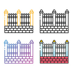 Fence icon design in four variation color