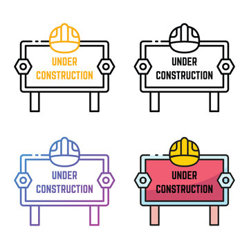 Under construction icon design in four variation color