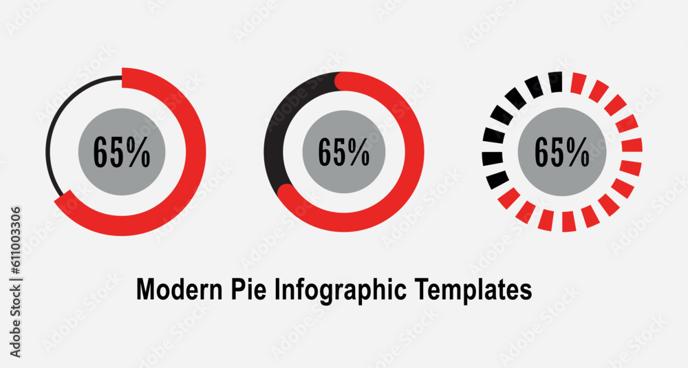 Wall mural circle percentage pie chart diagrams infographic 65 percentage numbers elements web design user inte