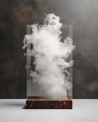 Smogridden atmosphere. Minimalist mockup for podium display or showcase. AI generation