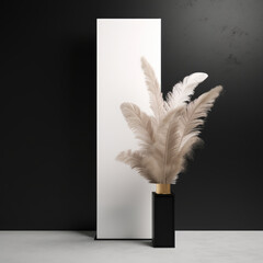 Subtle ephemeral feathers Minimalist mockup for podium display or showcase. AI generation