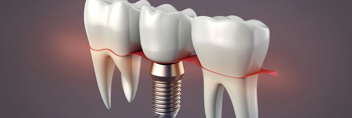 Realistic dental implant banner, banner, generative AI